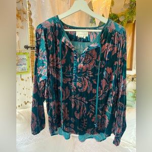 Anthropologie Faustine Velvet Peasant Blouse